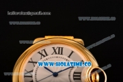 Cartier Ballon Bleu De Medium Asia 4813 Automatic Yellow Gold Case with Silver Dial and Black Leather Strap - Roman Numeral Markers (GF)