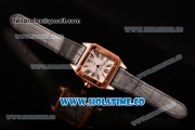 Cartier Santos 100 Large Rose Gold Case with White Dial Black Leather Strap and Black Roman Numeral Markers