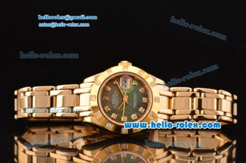 Rolex Datejust Lady Pearlmaster 2813 Automatic Gold Case with Mop Dial and Yellow Gold Strap ETA Coating