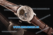 Vacheron Constantin Traditionelle Minute Repeater Tourbillon Swiss Tourbillon Manual Winding Steel Case with Brown Leather Strap and Gray Dial