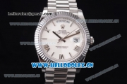 Rolex Day-Date II Swiss ETA 2836 Automatic Stainless Steel Case/Bracelet with White Dial and Roman Numeral Markers (BP)