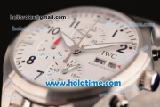 IWC Pilots Chrono Miyota OS10 Quartz Full Steel with White Dial and Black Arabic Numeral Markers