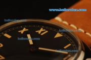 Panerai Radiomir Vintage 3646 Swiss ETA 6497 Manual Winding Steel Case with Black Dial and Orange Leather Strap