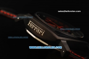 Ferrari Chronograph Miyota Quartz Movement PVD Case with White/Red Arabic Numerals - Black Leather Strap