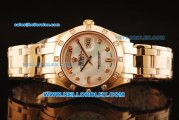 Rolex Day Date Oyster Perpetual Swiss ETA 2836 Automatic Movement Rose Glod Case with Diamond Bezel and Diamond Markers-Rose Gold Strap