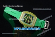 Richard Mille RM 59-01 Miyota 9015 Automatic Carbon Nanotubes Case with Skeleton Dial Green Inner Bezel and Green Rubber Strap