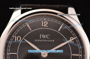 IWC Portuguese Vintage Swiss ETA 2836 Automatic Steel Case with Black Dial - Numeral Markers and Black Leather Strap