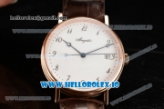 Breguet Classique Japanese Miyota 9015 Automatic Movement Rose Gold White Dial and Arabic Numeral Markers Leather Strap (FF)