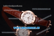 Audemars Piguet Jules Audemars Clone AP Calibre 3120 Automatic Rose Gold Case with White Dial Roman Numeral Markers and Brown Leather Strap (EF)