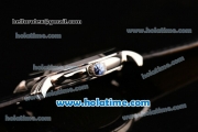 Vacheron Constantin Malte Miyota Quartz Steel Case with Black Leather Bracelet Diamond Markers and Black Dial