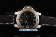 Panerai Radiomir 8 Days Manual Winding Movement Steel Case with Luminova Stick/Numeral Markers and Black Leather Strap-Ultrabig Size of 60mm