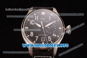 IWC Big Pilot's Watch Swiss Valjoux 7750 Automatic Steel Case with Black Dial Arabic Number Markers and Black Leather Strap