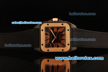 Cartier Santos 100 Swiss ETA 2824 Automatic Movement PVD Case with Rose Gold Bezel and Black Dial - 1:1 Original