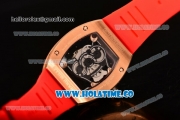 Richard Mille RM 038 Asia Automatic Rose Gold Case with Skeleton Dial and Red Rubber Strap