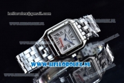 Cartier Santos 100 Japanese Miyota Quartz Steel Case with White Dial Roman Numberal Markers and Steel Bracelet