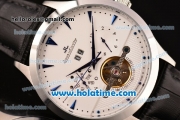 Jaeger-LECoultre Master Asia Automatic Steel Case with Blue Sitck Markers and White Dial