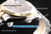 Rolex Datejust Clone Rolex 3135 Automatic Two Tone Case/Bracelet with Grey Dial and Stick Markers (BP)