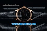 Rolex Cellini Time Clone Rolex 3132 Automatic Rose Gold Case with Black Dial and Black Leather Strap - 1:1 Origianl (BP)