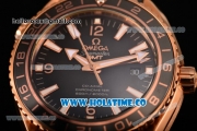 Omega Planet Ocean 600 M Omega Co-Axial Clone Omega 8615 Automatic Rose Gold Case with Black Dial and Luminous Stick Markers (ZF)