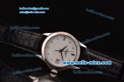 Patek Philippe Calatrava Swiss ETA 2836 Automatic Steel Case with Alligator Strap and White Dial