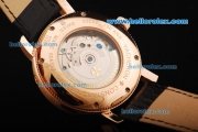 Vacheron Constantin Patrimony Automatic Movement Rose Gold Case with White Dial and Black Leather Strap