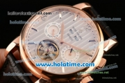 Patek Philippe Grand Complications Chrono Asia HT1035-Tourbillon Automatic Rose Gold Case with Black Leather Bracelet Stick Markers and White Dial