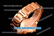 Cartier Rotonde De Miyota Quartz Rose Gold Case/Bracelet with Blue Dial and Diamonds Bezel