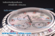 Rolex Daytona Chronograph Swiss Valjoux 7750 Automatic Steel Case with Diamond Bezel and White MOP Dial-Brown Leather Strap