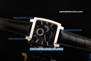 Tag Heuer Monaco LS Chronograph Miyota Quartz Movement Steel Case with Blue Dial and Black Leather Strap