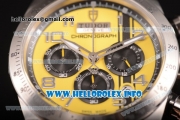 Tudor Fastrider Miyota OS20 Quartz Steel Case with Yellow Dial and Silver Arabic Numeral Markers