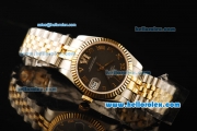 Rolex Datejust Automatic Movement ETA Coating Case with Gold Bezel and Two Tone Strap