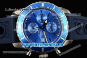 Breitling SuperOcean Heritage Chrono Swiss Valjoux 7750 Automatic Steel Case Blue Dial With Stick Markers Blue Rubber Strap (JH)