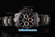 Rolex Daytona Oyster Perpetual Swiss Valjoux 7750 Automatic Movement Full PVD with Black Dial and White Stick Markers