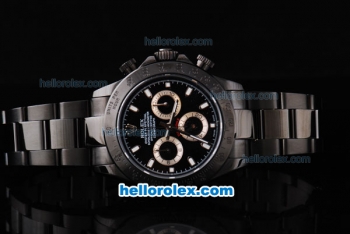Rolex Daytona Oyster Perpetual Swiss Valjoux 7750 Automatic Movement Full PVD with Black Dial and White Stick Markers