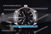 Omega Planet Ocean GMT 600m Clone Omega 8605 Automatic Steel Case with Black Dial Stick/Arabic Numeral Markers and Black Rubber Strap (BP)