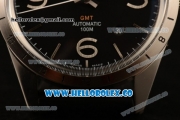 Bell&Ross Vintage BR 123 GMT Miyota 9015 Automatic Steel Case with Black Dial and Black Rubber Strap