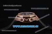 Audemars Piguet Royal Oak Offshore Seiko VK67 Quartz Rose Gold/Diamonds Case with Black Dial and Diamonds Bezel Black Rubber Strap