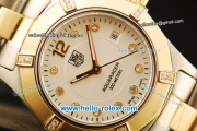 Tag Heuer Aquaracer Swiss ETA Quartz Movement Gold Bezel with Diamond - White Dial and Two Tone Strap