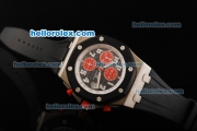 Audemars Piguet Royal Oak Offshore Swiss Valjoux 7750 Automatic Movement Titanium Case with White Arabic Numerals and Red Subdials