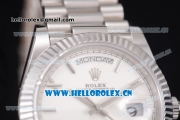 Rolex Day Date II Clone Rolex 3255 Automatic Stainless Steel Case/Bracelet with White Dial and Stick Markers (BP)