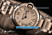 Cartier Ballon Bleu De Small Swiss ETA Quartz Full Steel with White Dial and Black Roman Numeral Markers