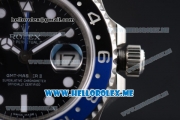 Rolex GMT-Master II Clone Rolex 3186 Automatic Stainless Steel Case/Bracelet with Black Dial and Dot Markers Black/Blue Bezel (BP)