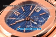 Patek Philippe Nautilus Chrono Swiss Valjoux 7750-CHG Automatic Rose Gold Case with Blue Dial and Stick Markers (BP)