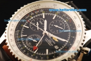 Breitling Navitimer Automatic Movement Steel Case with Black Dial and Black Leather Strap