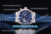 Vacheron Constantin Overseas Dual Time Asia ST30 Automatic Steel Case with Blue Dial Stick Markers and Blue Rubber Strap