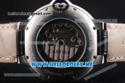 Cartier Ballon Bleu De Large Asia 2813 Automatic Steel Case with Black Dial and Black Leather Strap Roman Numeral Markers