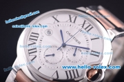 Cartier ballon bleu de Chronograph Quartz Steel Case with Silver Dial and Two Tone Bracelet - 7750 coating