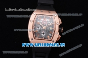 Richard Mille RM011-FM Asia ST25 Automatic Rose Gold Case with Skeleton Dial Arabic Numeral Markers and Black Rubber Strap Rose Gold Inner Bezel