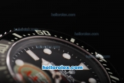 Rolex Sea-Dweller Pro-Hunter Automatic Movement PVD Case with Black Dial-White Markers and Ceramic Bezel-PVD Strap