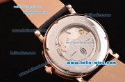 Cartier Rotonde De Tourbillon RL10 Automatic Rose Gold Case with White Dial and Black Leather Strap